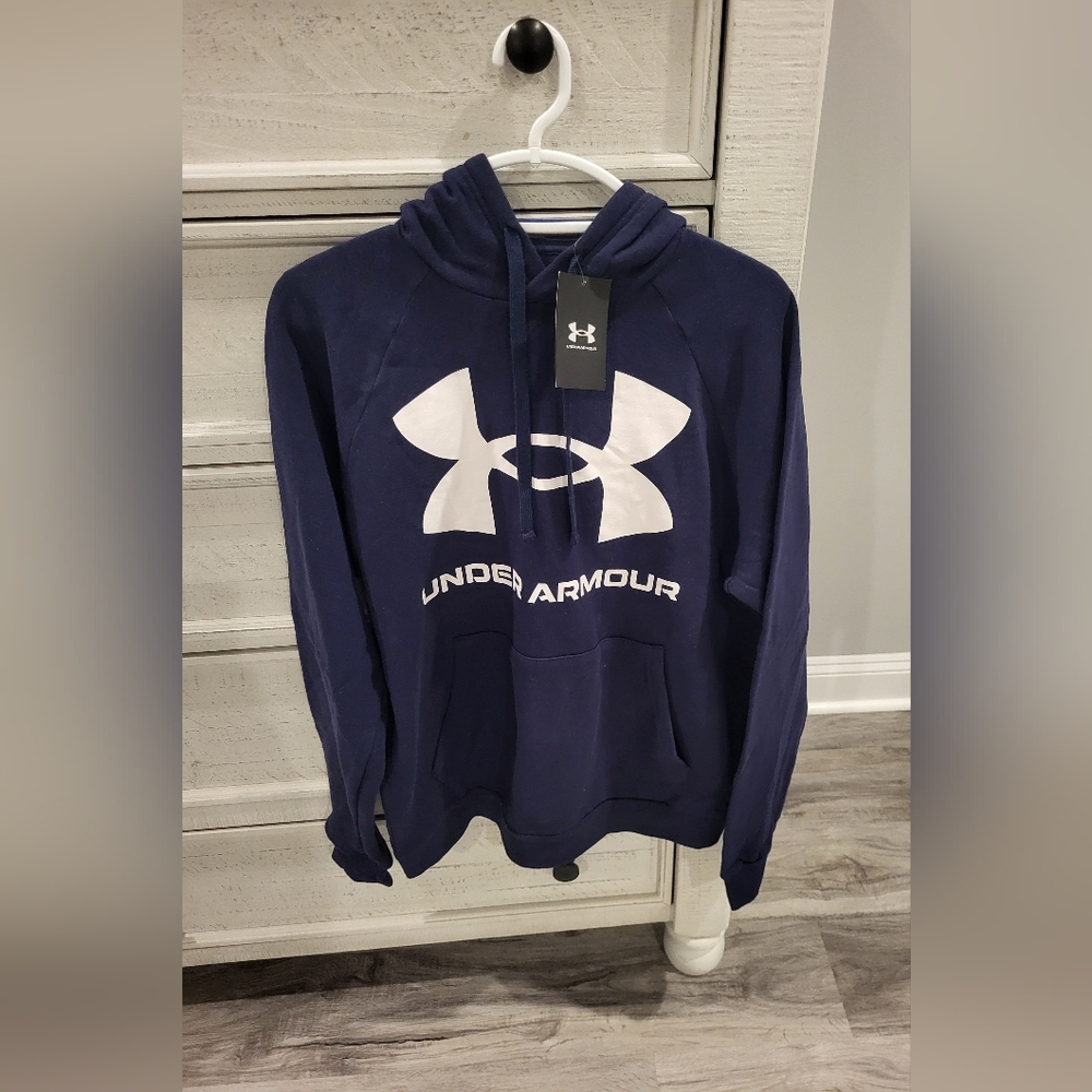 Under Armour Dark Blue Hoodie with White Logo